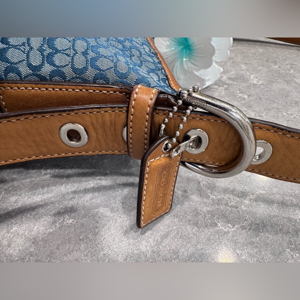 Coach Signature & Suede Blue Shoulder Bag #F10944 - Picture 12 of 12